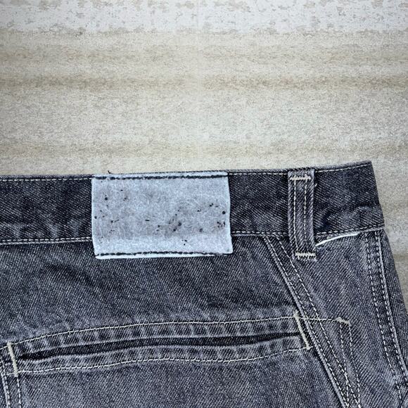 Vintage Skater Wide Leg Jean Shorts MFG Girbaud Dark Grey Wash Baggy Denim Y2K - Picture 4 of 6